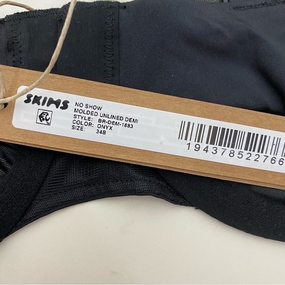 Skims No Show Molded Unlined Demi Bra BR-DEM-1883 Onyx Black - Picture 4 of 4
